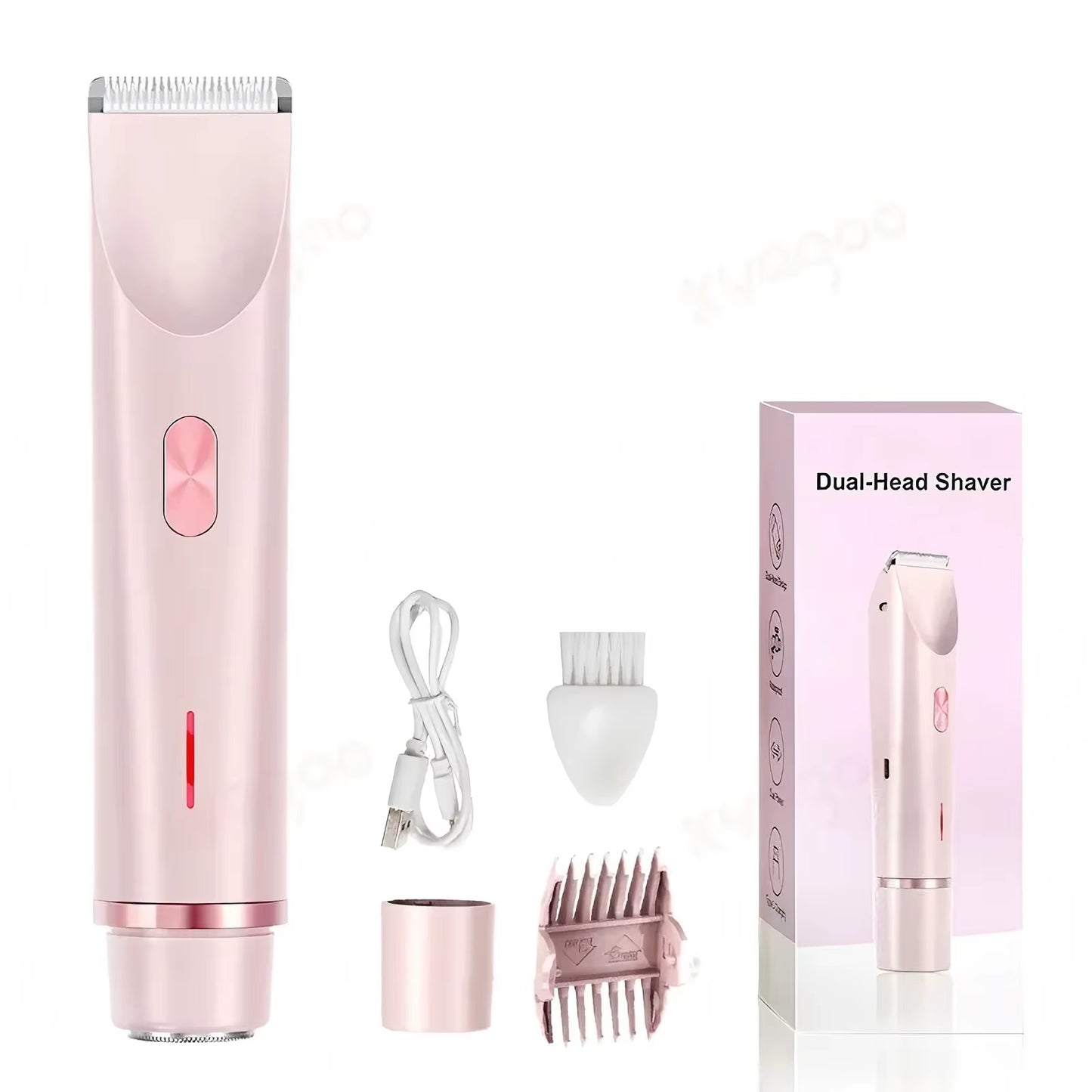 Women'S Electric Shaver Bikini Trimmer Waterproof Hair Remover 2-In-1 Painless Facial Body Trimmer for Armpits Legs