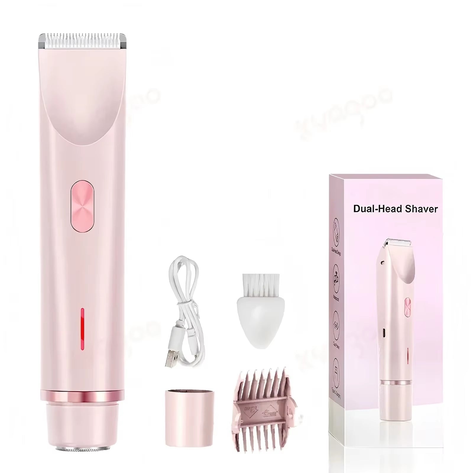 Women'S Electric Shaver Bikini Trimmer Waterproof Hair Remover 2-In-1 Painless Facial Body Trimmer for Armpits Legs